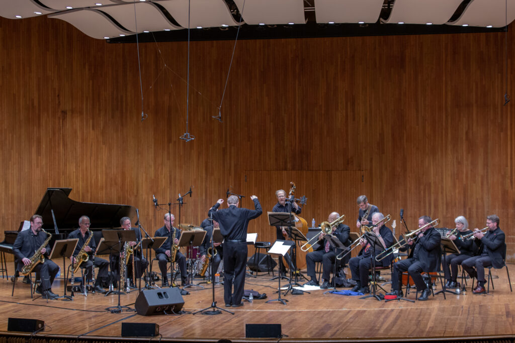 Aardvark Jazz Orchestra 50th season concert opener at MIT Kresge Hall (Oct 2022)photo credit: Danny Goldfield.